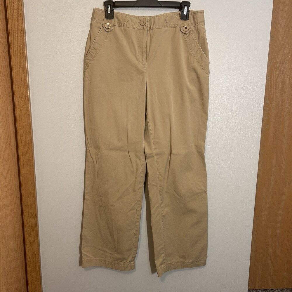 Talbots Pants Womens 10 Khaki Straight-Leg Chino Stretch Casual Flat Front